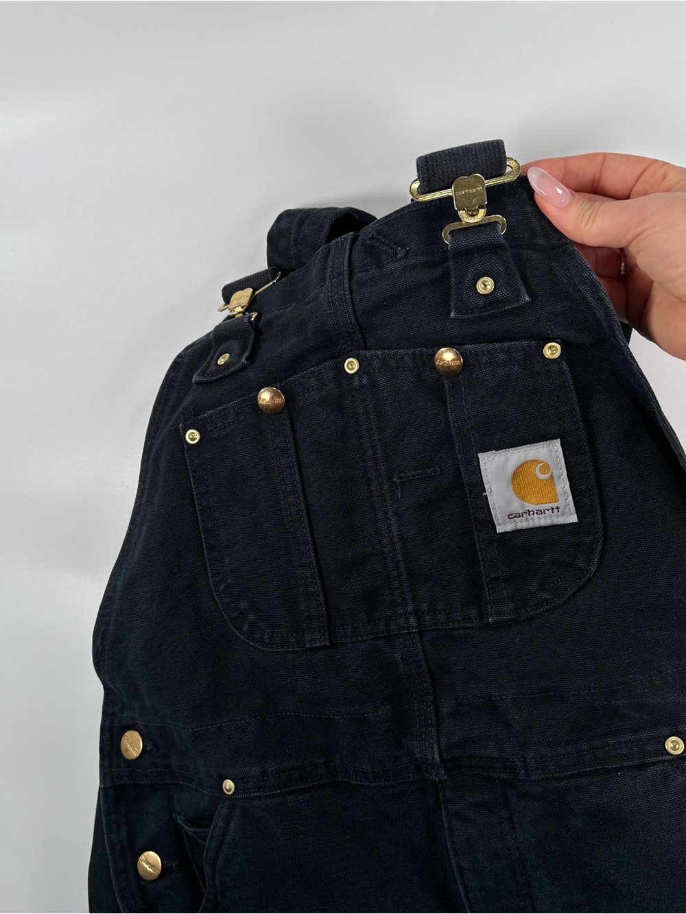 Carhartt R02 Lined Double Knee Duck Bib Overalls Faded Black 34x30 - Picture 6 of 16